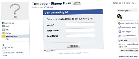 formularios en Facebook