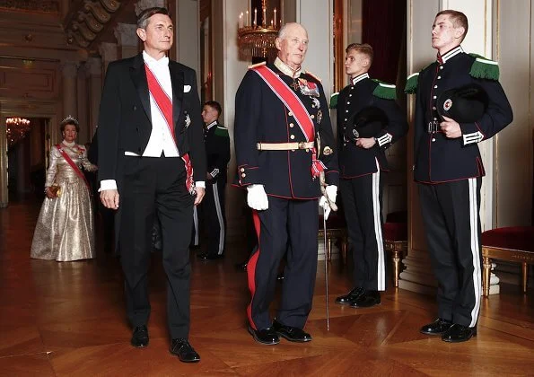 President Borut Pahor arrived in Oslo. Queen Sonja, Crown Prince Haakon and Crown Princess Mette-Marit at gala dinner