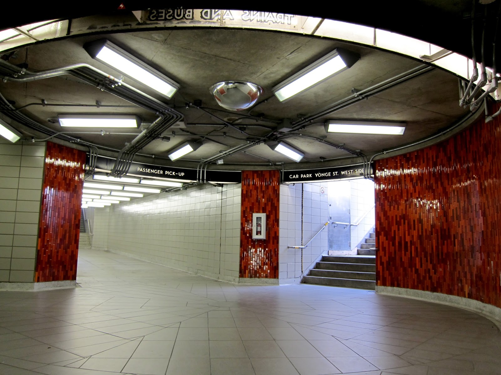 Circular underground corridor junction at Finch station