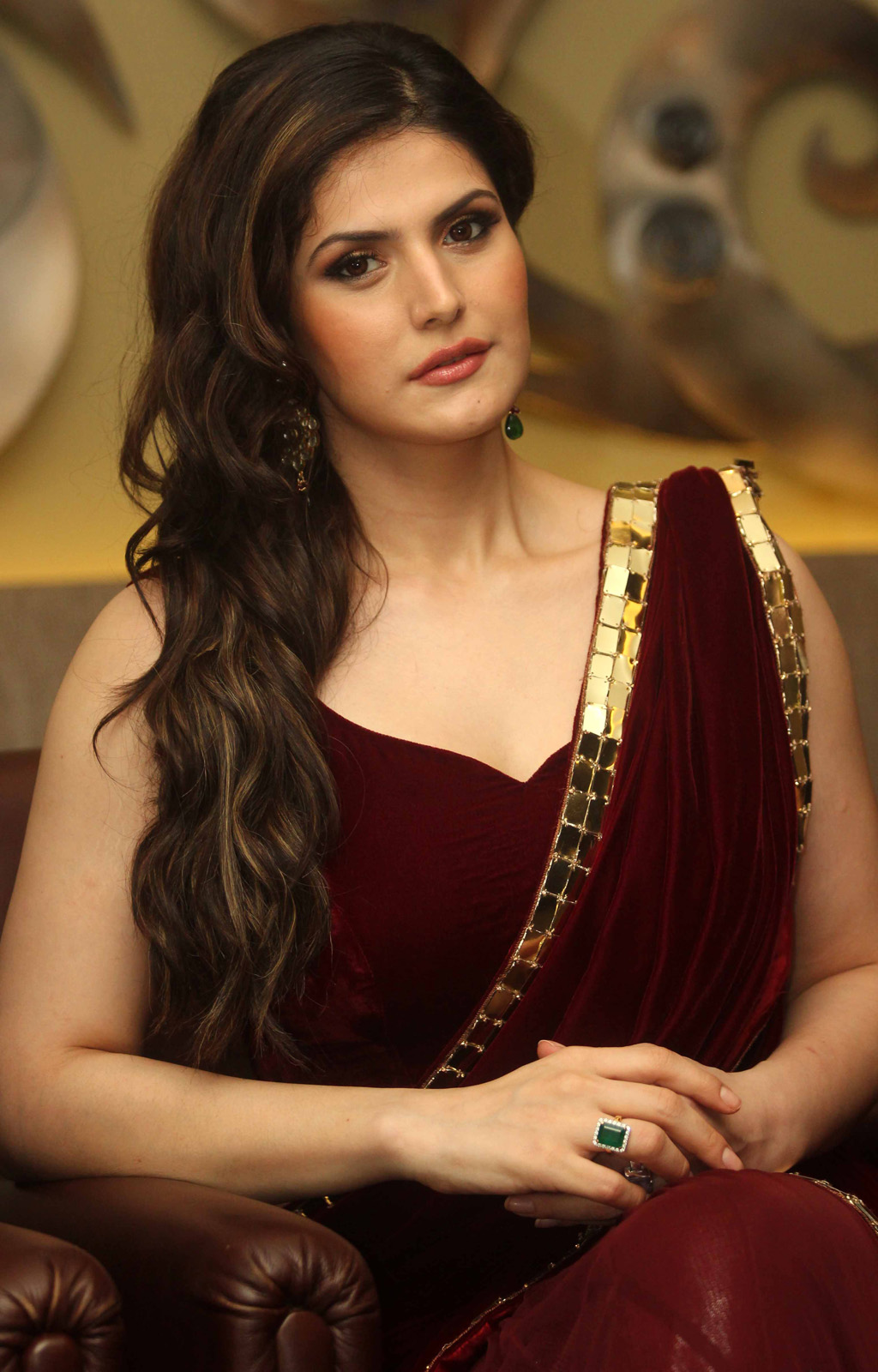 Zarine Khan Hot Photos in Red Saree at Indian Wedding Lounge Event