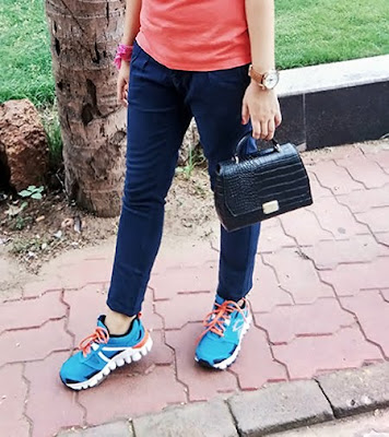 Orange Crush | STYLE PANORAMA BY DHEERA JOSHI Trousers: Zara | Shoes: Reebok| Shirt: Levi’s T-shirt| BAG: Zara| Watch: Tag Heuer Space | Smart casual