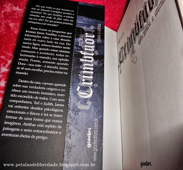 Crimbfuor - Chegada a Atrithar, Mike Ross, Giostri, orelha interna, marcador de página, livro