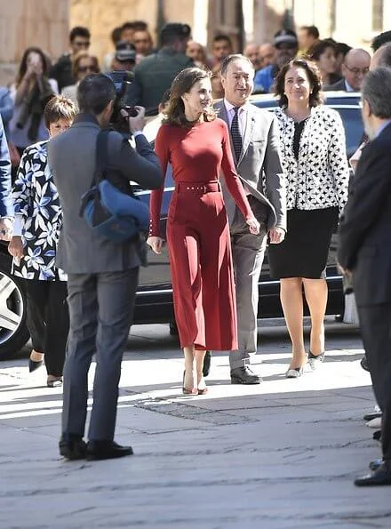 Letizia wore Hugo Boss Frankie wool Sweater Hugo Boss Trima cropped wide leg trousers, Lodi Ranero xgo pumps