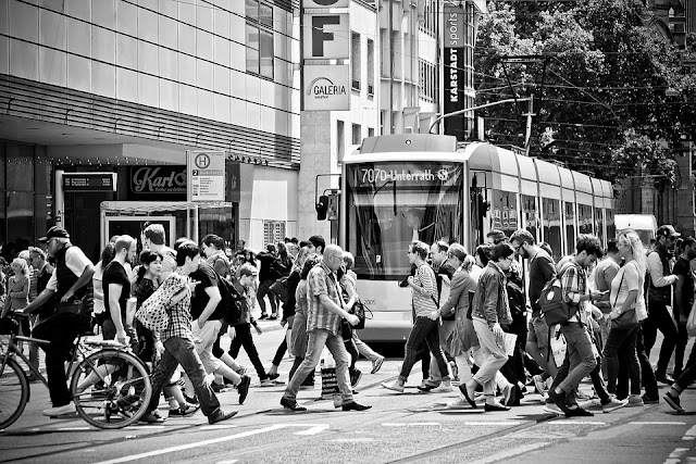Life, people, road, tram, walk, busy,traffic