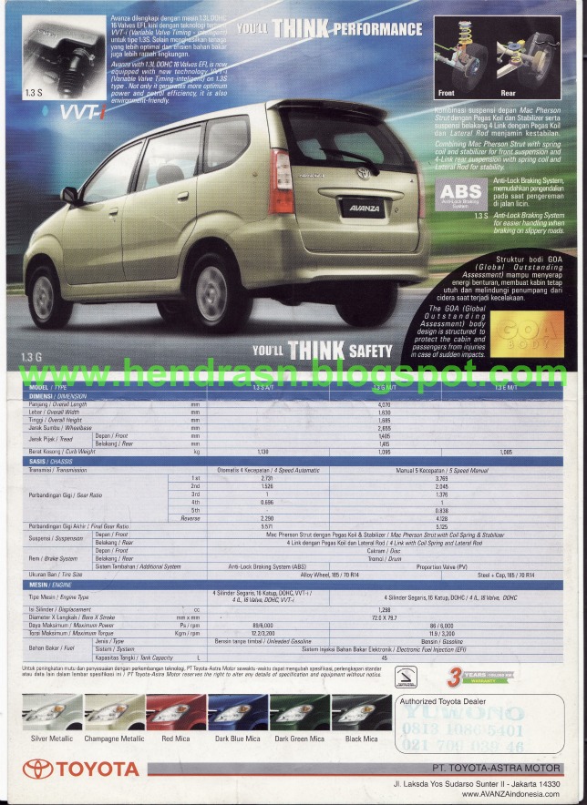 Brosur Avanza 2004 Raga Soal