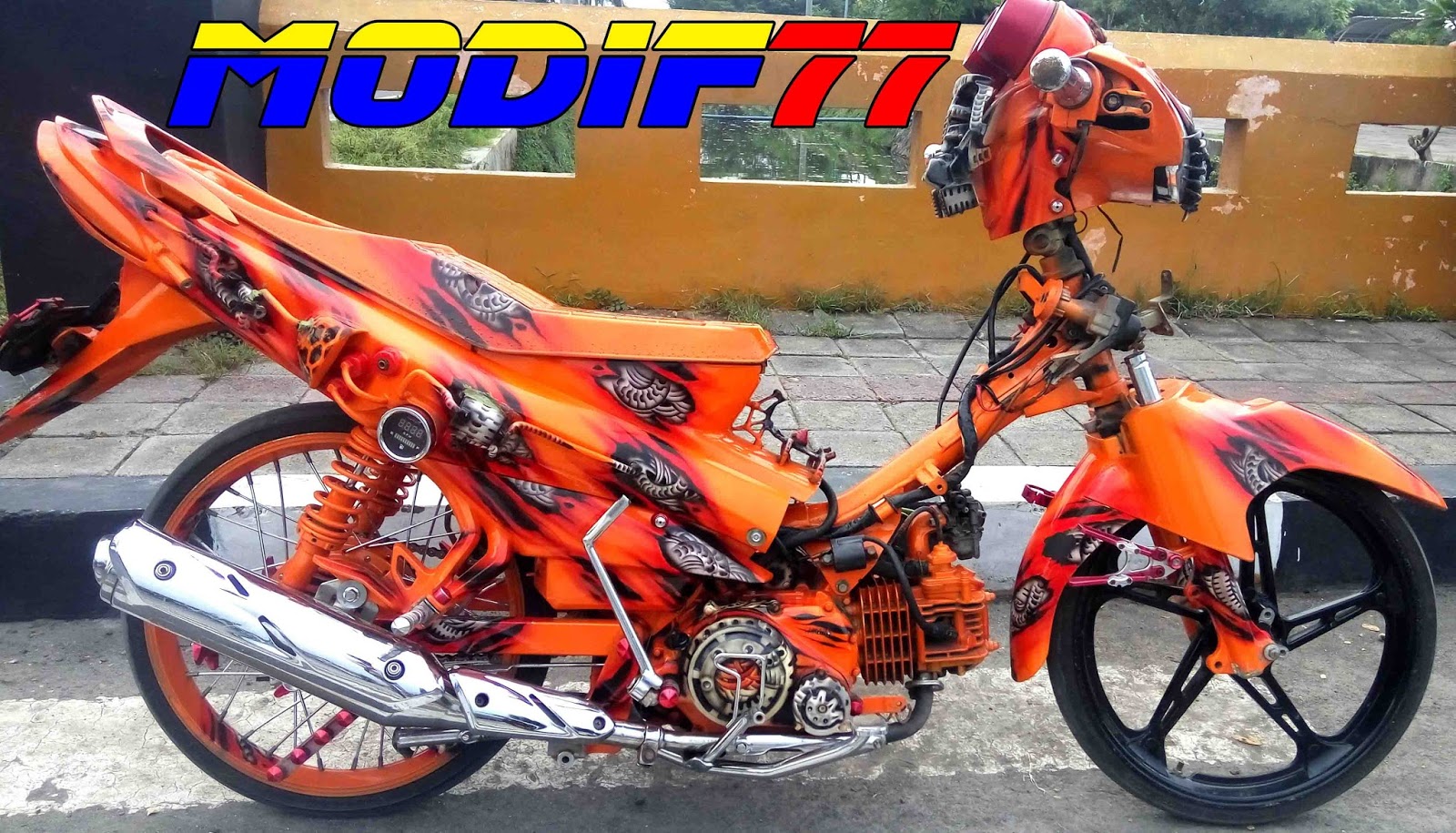 Modifikasi Jupiter Z Xtreme Orange Gothic SRBY MODIF 77