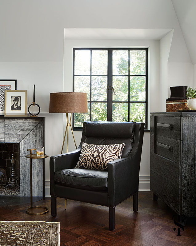 Bedroom with Classic Decor in French Tudor Renovation by Summer Thornton on Hello Lovely