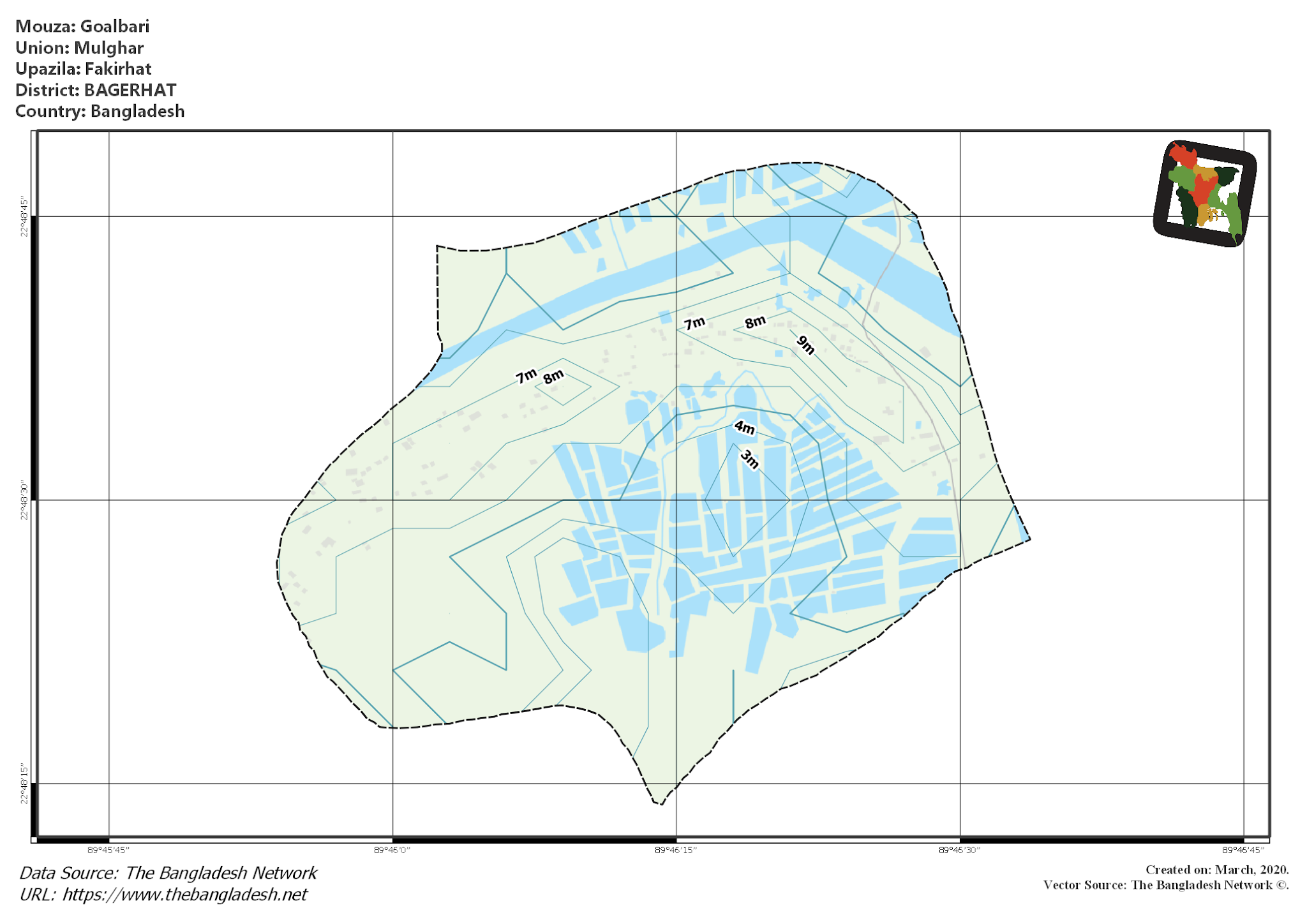 Map of Goalbari Mouza of Fakirhat Upazila, BAGERHAT Map of Goalbari Mouza of Fakirhat Upazila, BAGERHAT, Bangladesh.