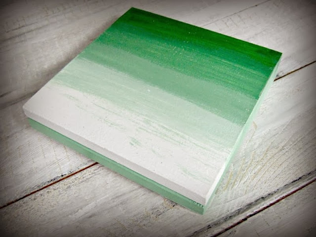 Zielone pudełko hand made ombre - Eco Manufaktura pracownia decoupage i hand made