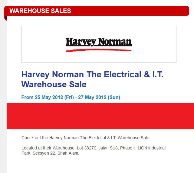 Malaysia Hot Deals Harvey Norman Warehouse Sales
