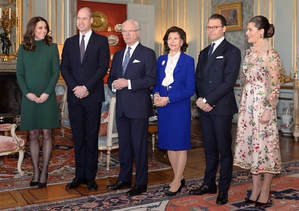 Crown Princess Victoria wore Camilla Thulin floral dress, Kate Middleton wore a new Catherine-Walker green dress
