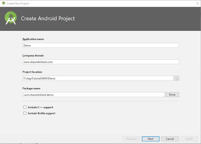 New Project in Android Studio