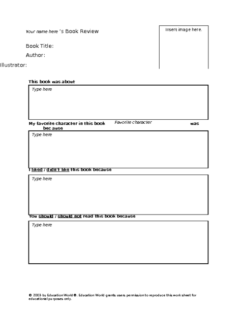 Book report story template