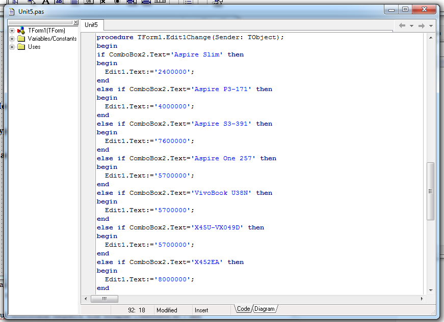 Pencabangan ComboBox dan Edit di Delphi 7 BawelBlog