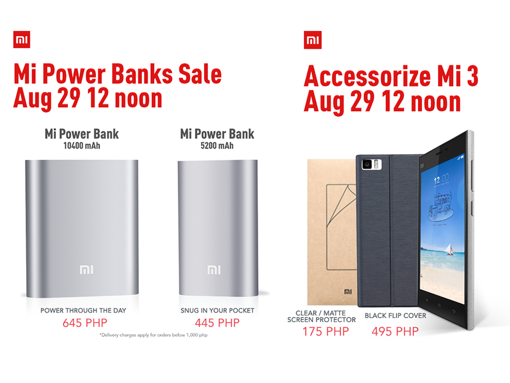 Xiaomi Mi Power Banks and Mi 3 Accessories will be on Sale on August 29, 12nn