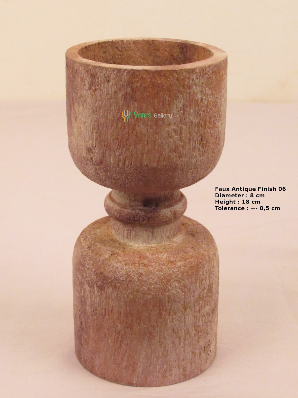 Faux Antique Finish Wood Candle Holder