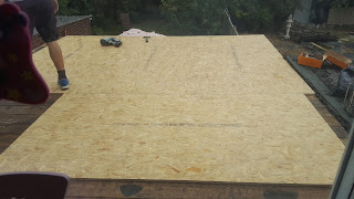 The roof being boarded
