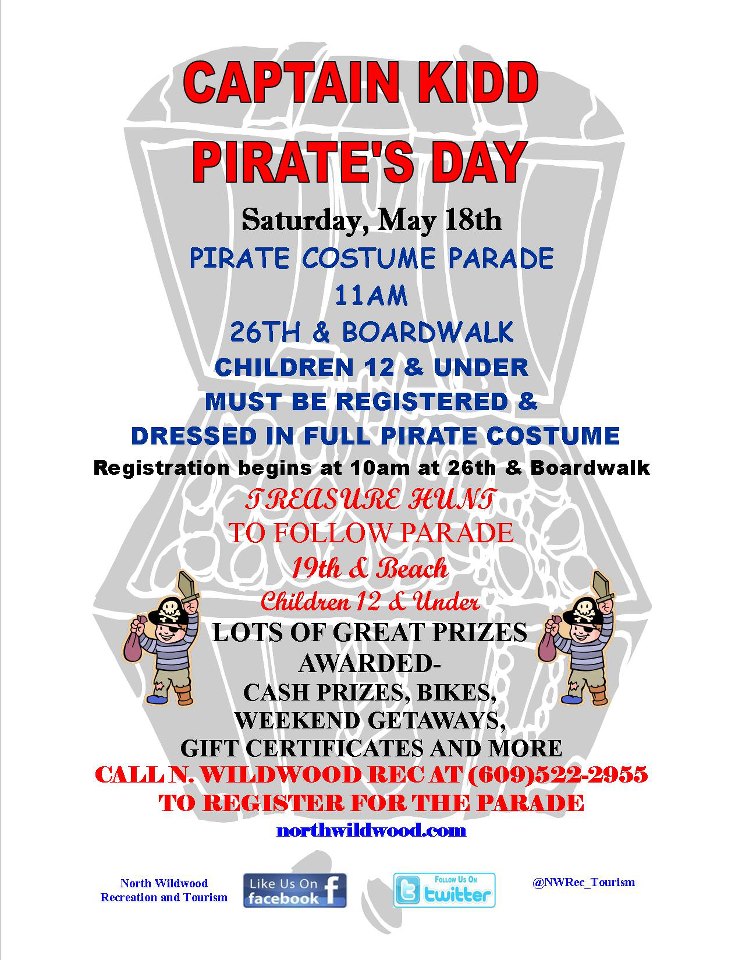 wildwood 365 aaaarrrggghhh you ready for captain kidd pirate day pirate day celebration flyers