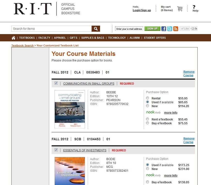 RIT SIS Time to Buy Textbooks