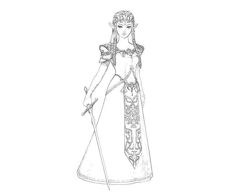 Printable Princess Zelda Sword Coloring Pages title=
