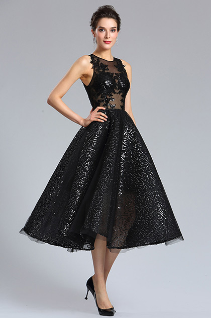  eDressit Sexy Black Sequins Cocktail Party Dress