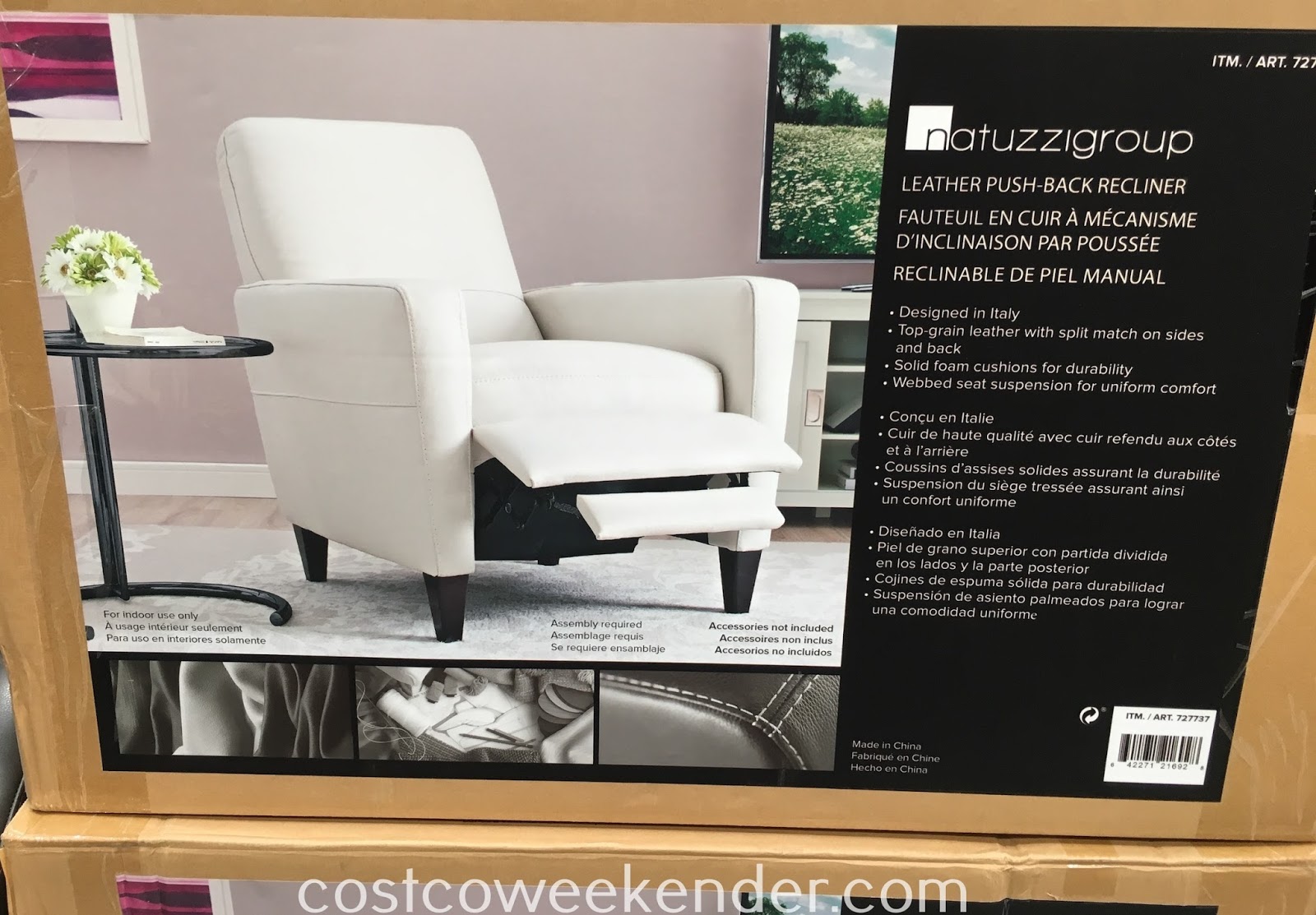 Natuzzi Group Leather Pushback Recliner Chair Costco Weekender