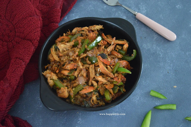Leftover Shredded Chicken Roast Recipe| Pichupotta kozhi varual