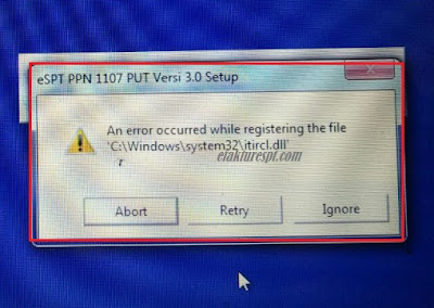 Install eSPT PPN 1107 PUT An Error Occured While Registering The File