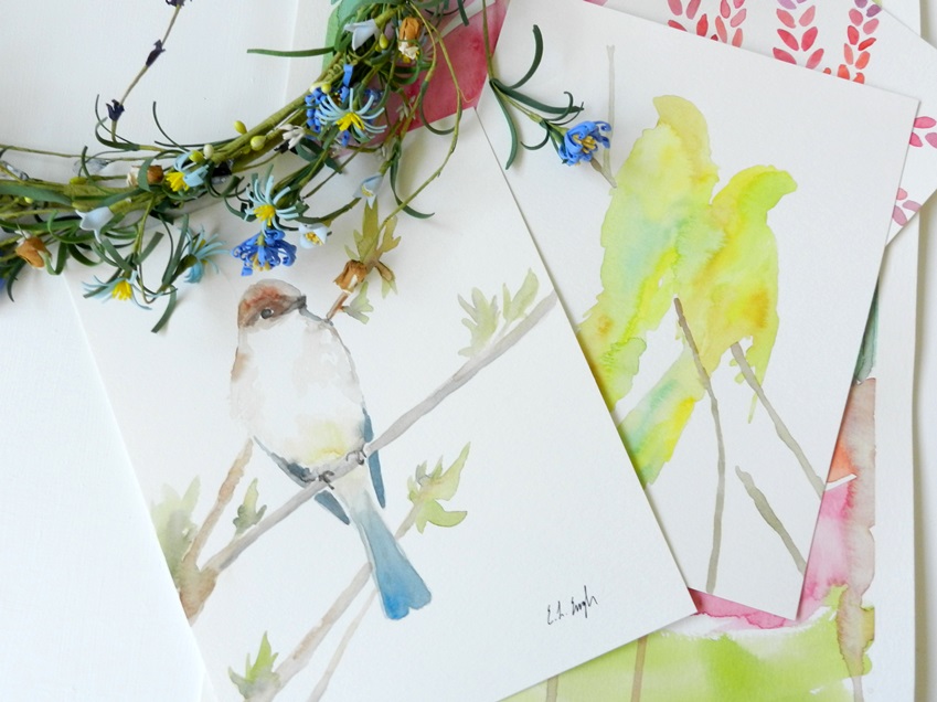 Original Watercolor Bird Paintings: Elise Engh @Grow Creative