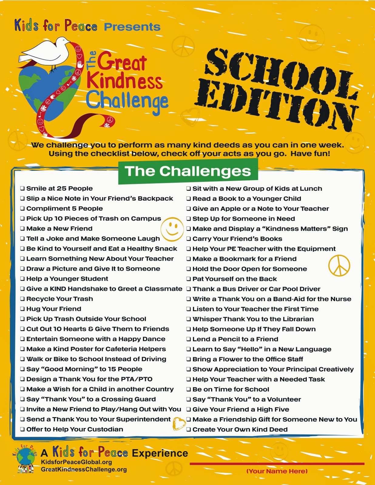 Ms. Sepp's Counselor Corner The Great Kindness Challenge