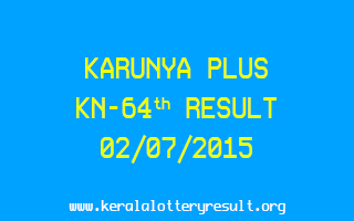 Karunya Plus KN 64 Lottery Result 2-7-2015