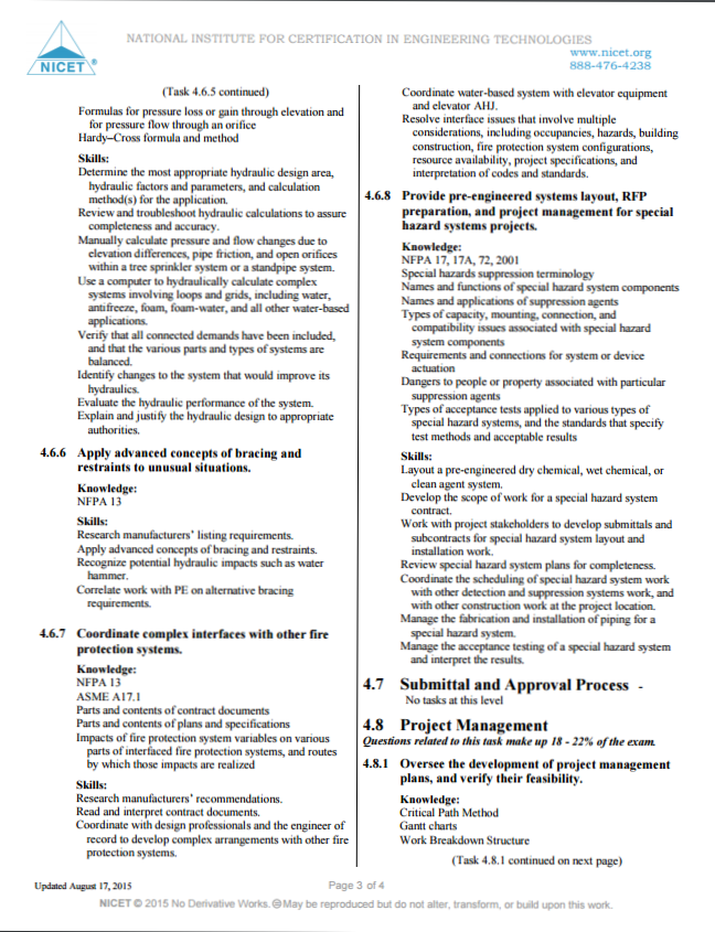 NICET Water Based Systems Layout I, II & III