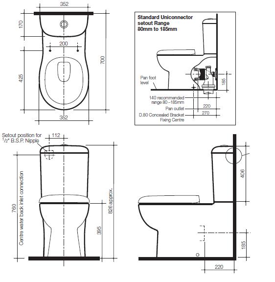 Modecor Toilet Suites Caroma Pearl Wall Faced Toilet Suite