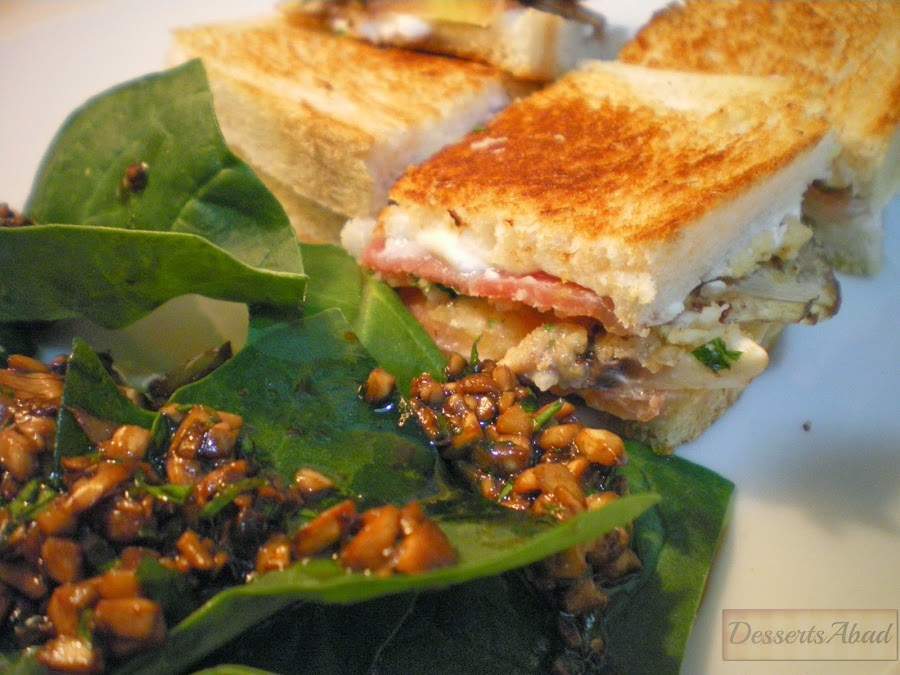 Sándwich de champis y avellanas