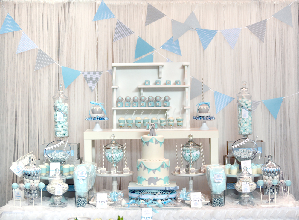Baby Blue and Gray Elephant Baby Shower