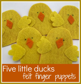 Five little ducks finger puppets for children