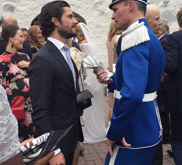 King Carl Gustaf, Queen Silvia, Prince Carl Philip and Princess Sofia attended the wedding ceremony of Niklas Gadelius and Julia Hamrin