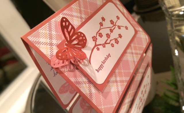Pink Butterfly Card Using Martha Stewart Punch and Stampin' Up! Stamps