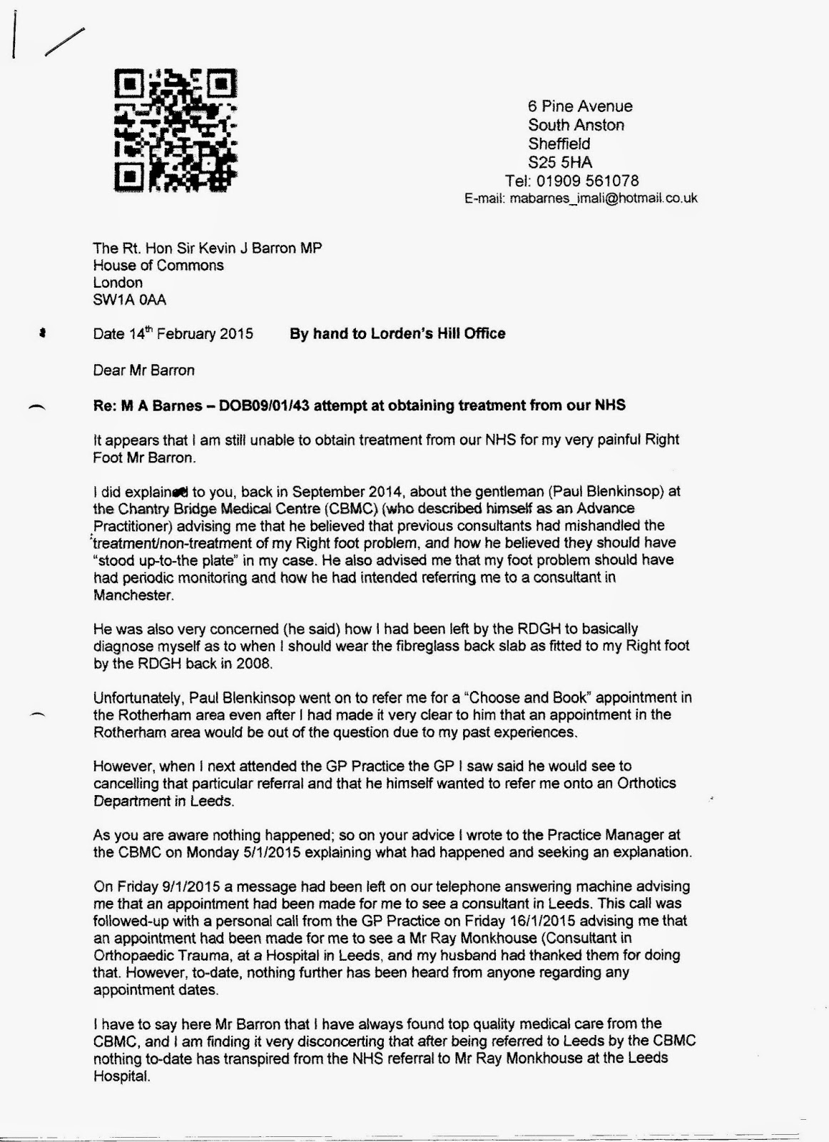 nhs complaints March 2015