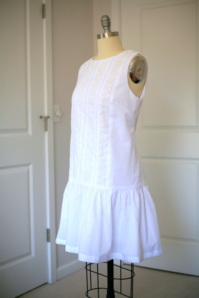 Little white dress - a new favorite! With eyelet lace ribbon inset ...