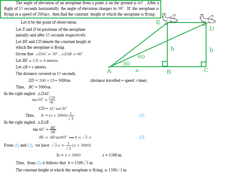 OMTEX CLASSES The angle of elevation of an aeroplane from a point A on