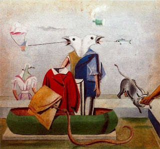 Pájaros, pez, serpiente y espantapájaros - Max Ernst, 1921