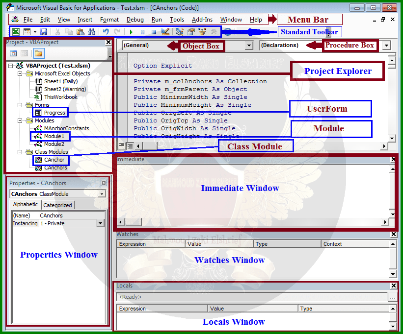 Visual basic editor in excel 