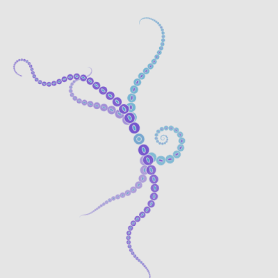 My creative coding work that draws moving tentacles.