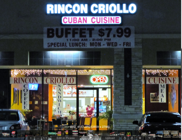H-Town-West Photo Blog: Rincon Criollo Cuban Cuisine (night-time photo)
