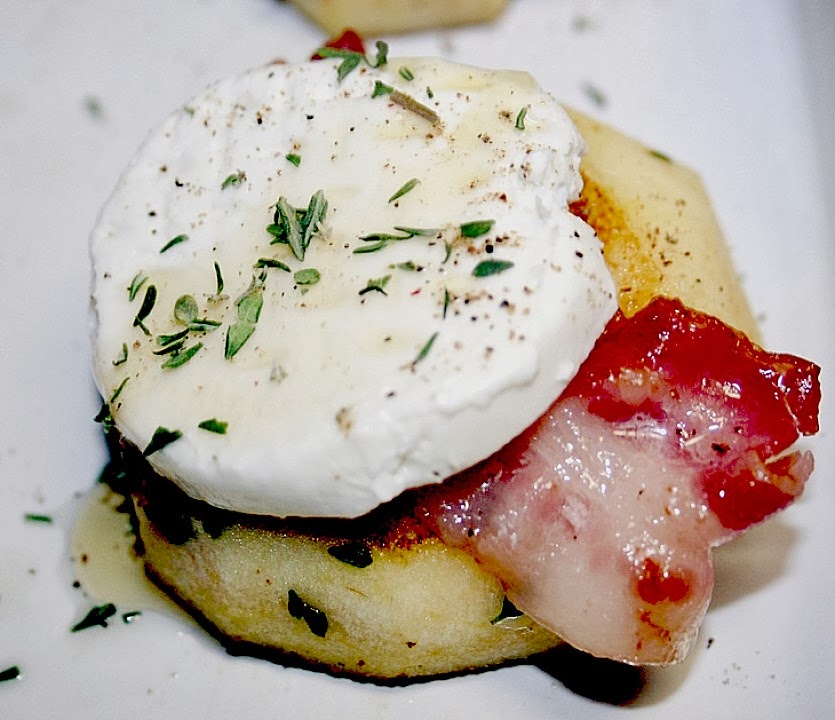 Gudrun Apple Bacon Goat Cheese Tower With Honey and Thyme Recipes