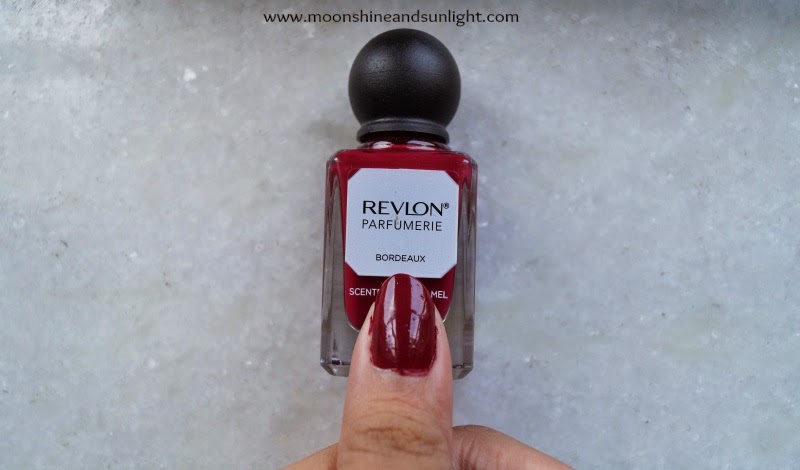 Indian nail art blog, Kolkata: Revlon parfumerie scented nail enamel (nail polish) in Bordeaux swatches, review and price in India