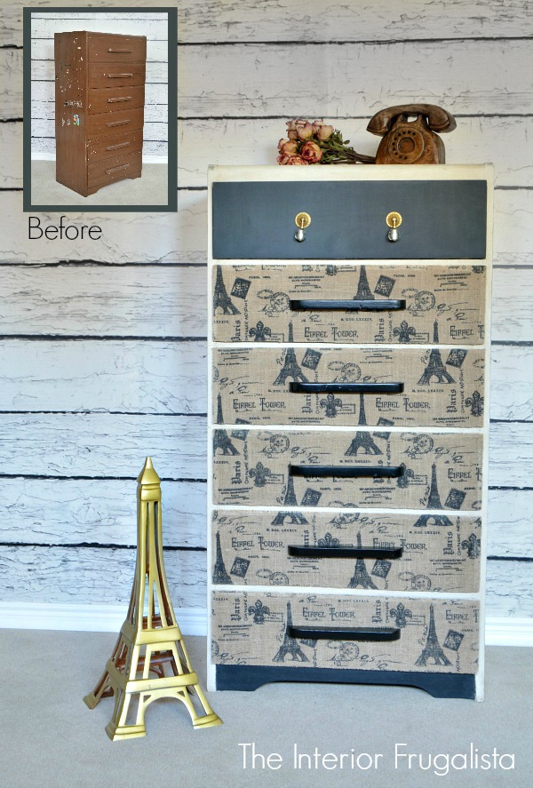 Vintage Waterfall Dresser Makeover With Decoupage Fabric