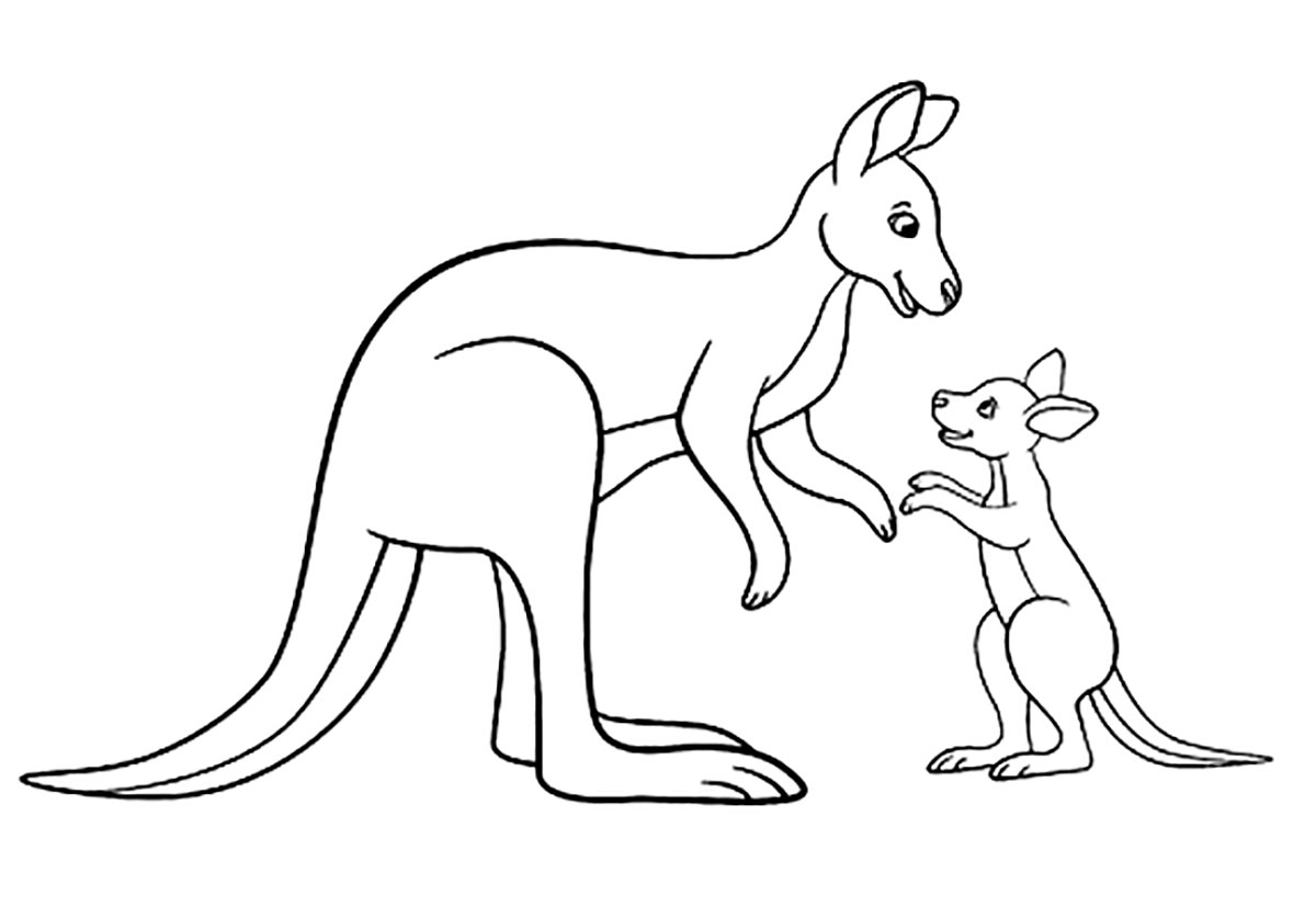 Tranh tô màu hai mẹ con kangaroos