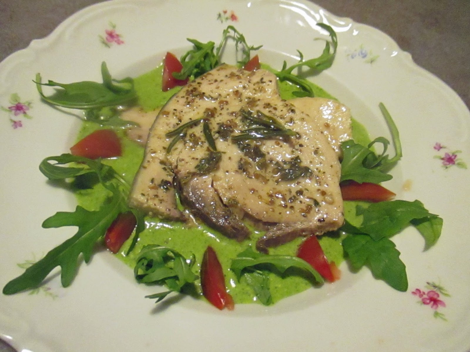 SWORDFISH WITH PESTO OF ARUGULA AND SARDINIAN TOMATOES (RECETTE AUSSI